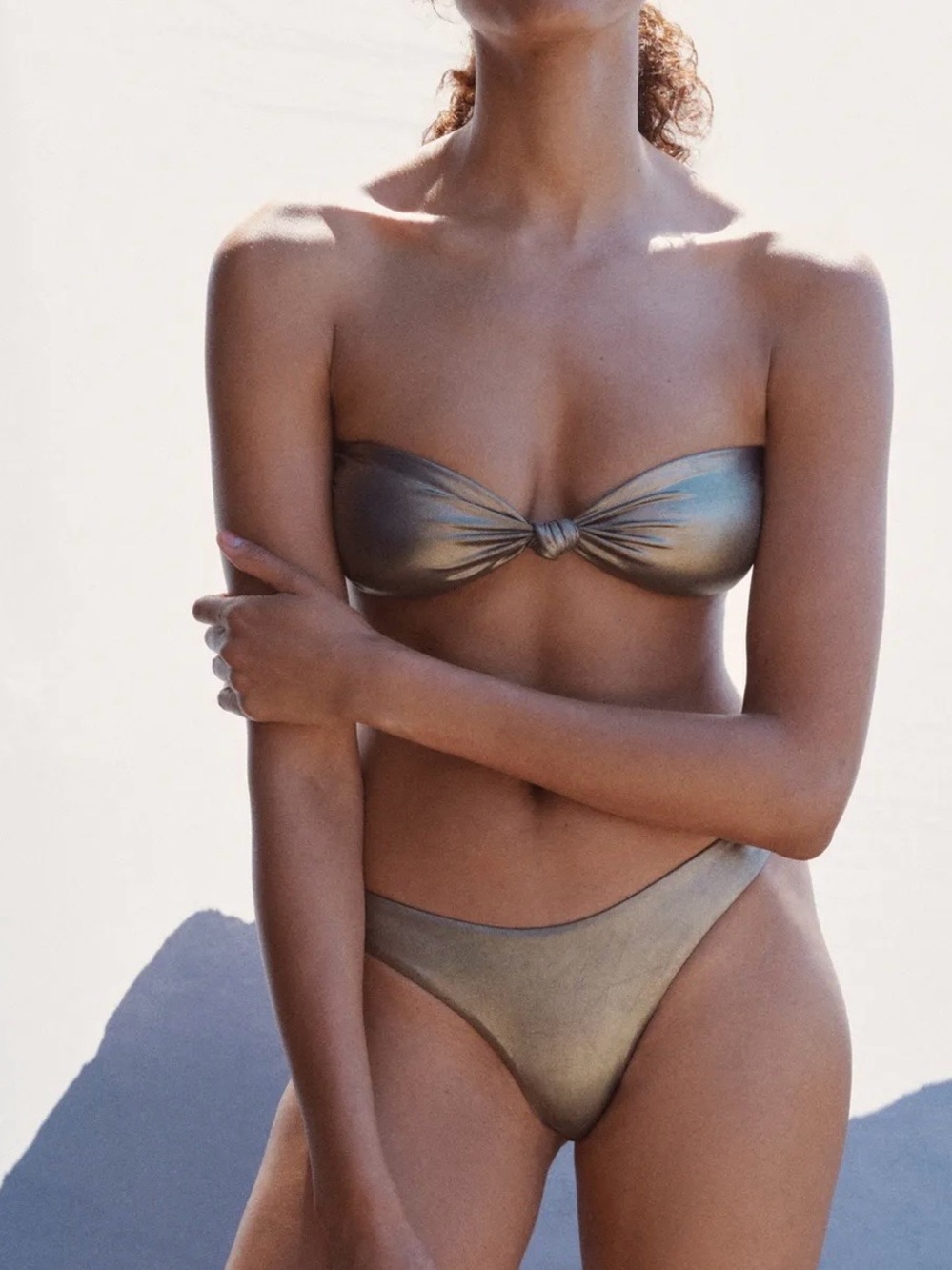 ZARA METALLIC BANDEAU BIKINI TOP - Picture 2 of 5